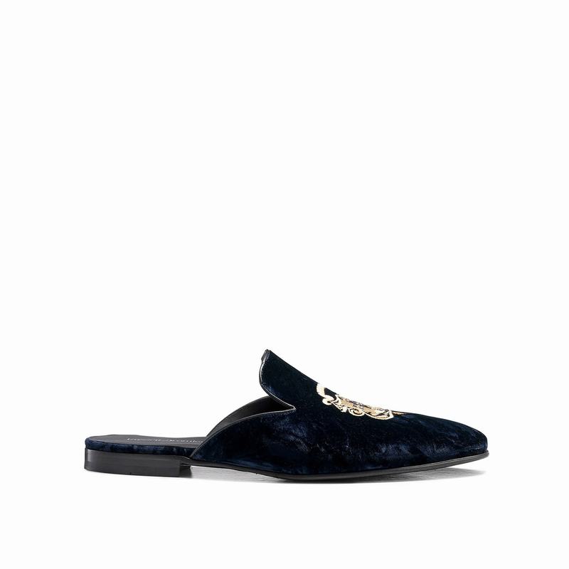 Russell & Bromley Barocco Mens Backess Loafers Blue |ASK7232XK|